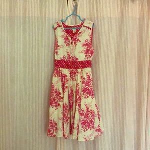 Monsoon pink and ivory cotton floral dress